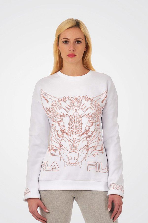 Sudaderas Fila Mujer Blancas - Halpern Flocked Outline Wolf - España 130649NIS